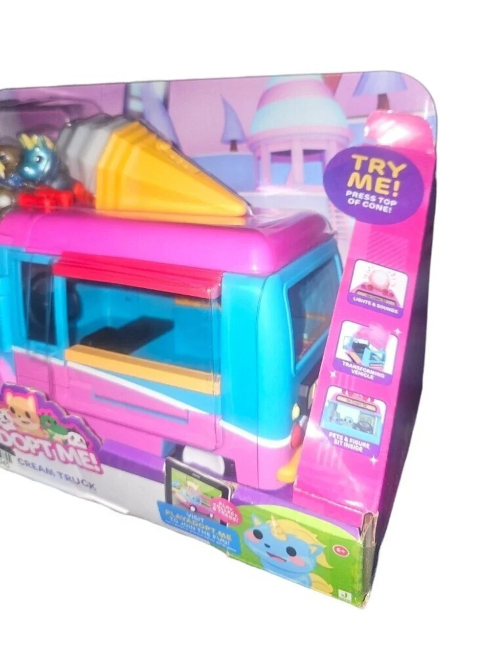 Adopt Me! Ice Cream Truck Playset - Transforming Vehicle W/ Lights & Sounds NEW
